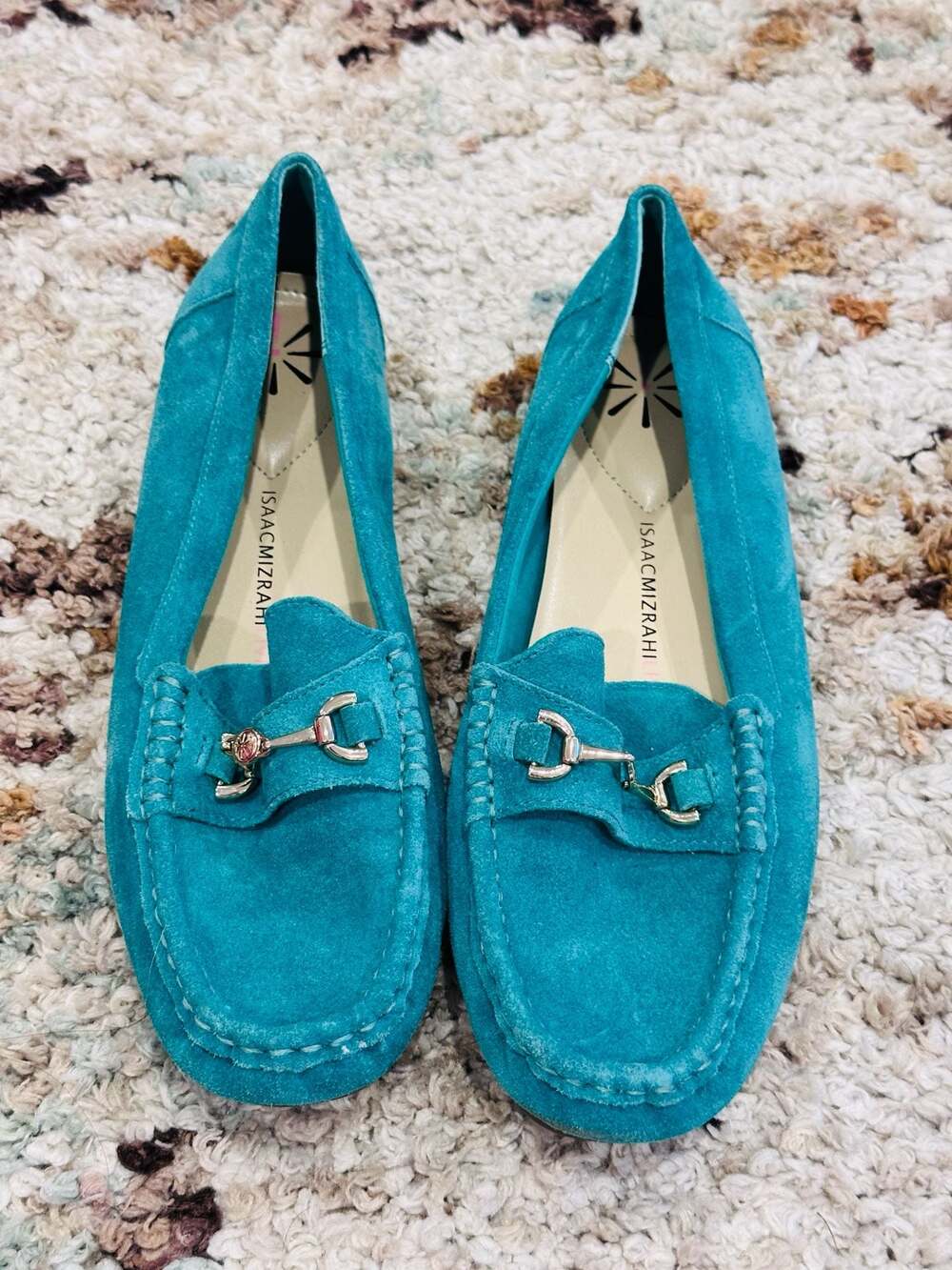 Isaac Mizrahi Live! Turquoise Suede Bit Driving Loafers Size 7.5M